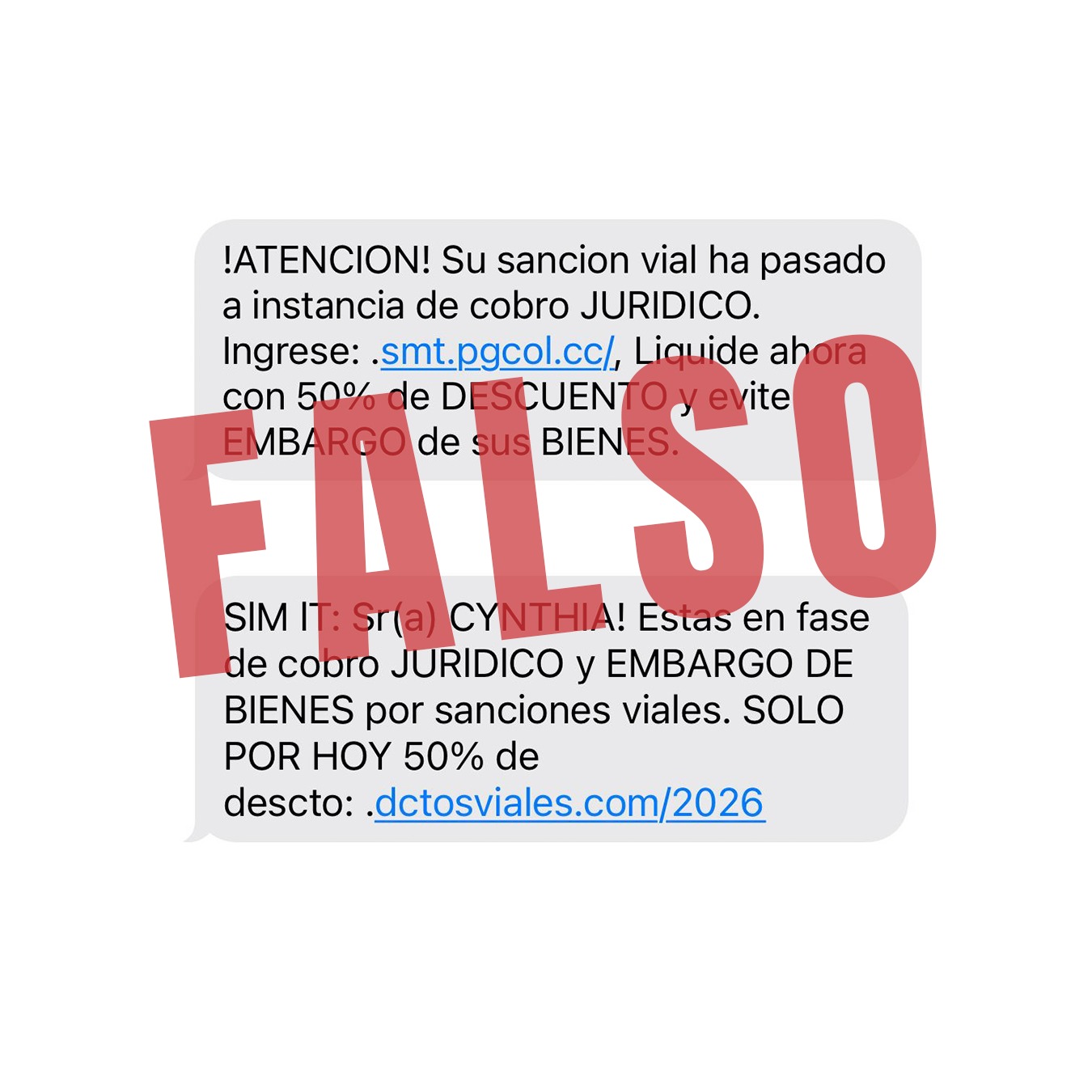 Alerta por estafas a través de mensajes de texto con supuestas multas de tránsito para robar datos Texto enviado por mensaje de texto que es una estafa